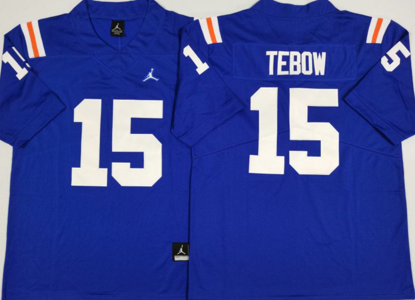 Men Florida Gators #15 Tebow Blue 2025 NCAA Jersey style 1->ncaa teams->NCAA Jersey